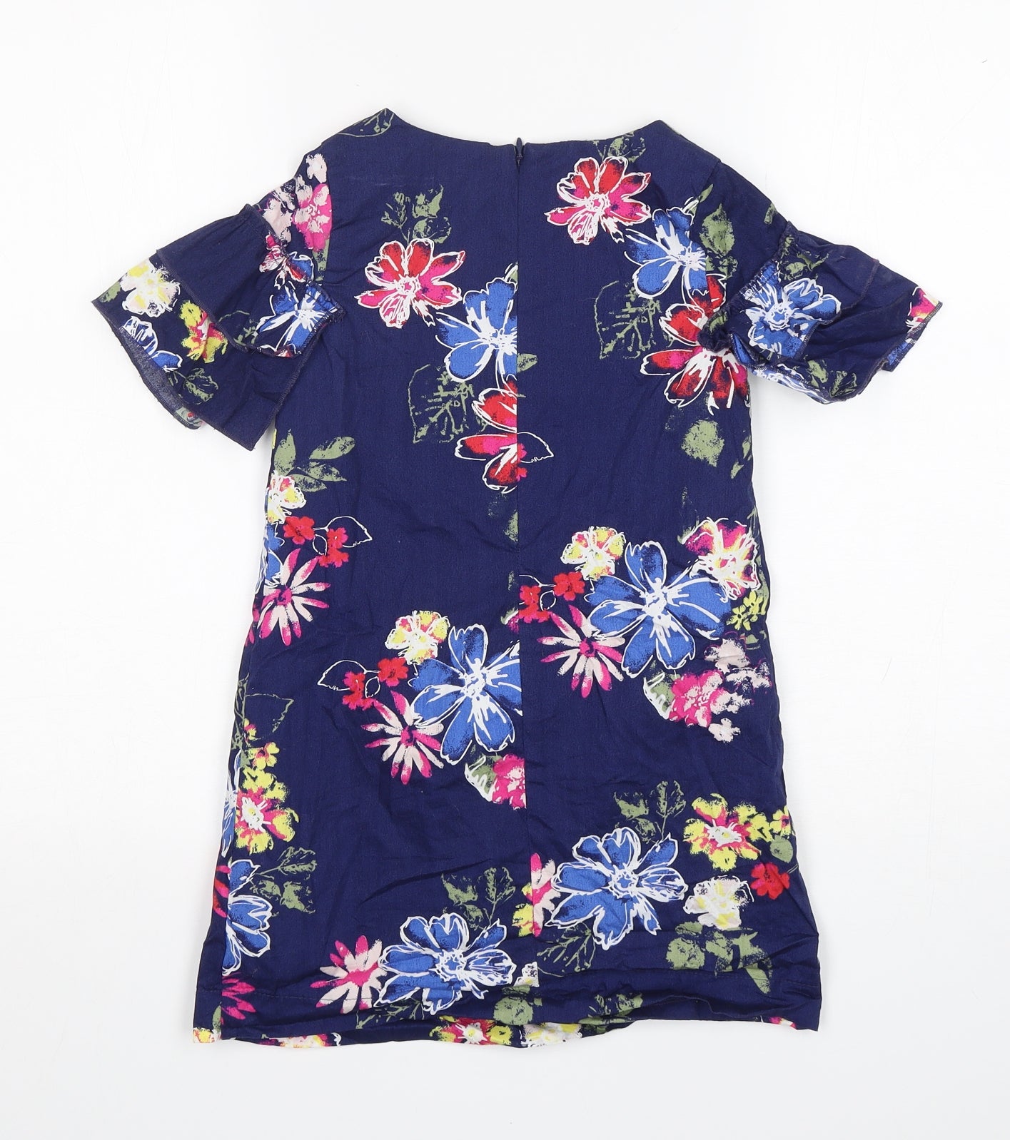 Dunnes Stores Girls Multicoloured Floral Cotton A-Line  Size 7 Years  Round Neck