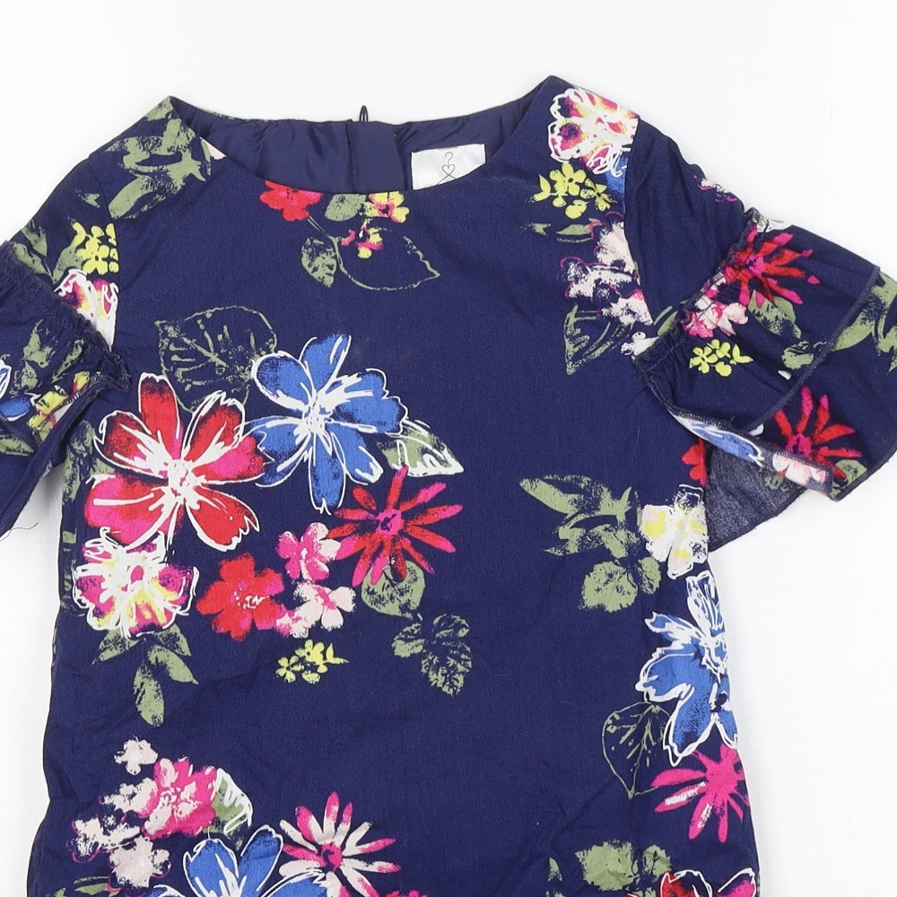 Dunnes Stores Girls Multicoloured Floral Cotton A-Line  Size 7 Years  Round Neck