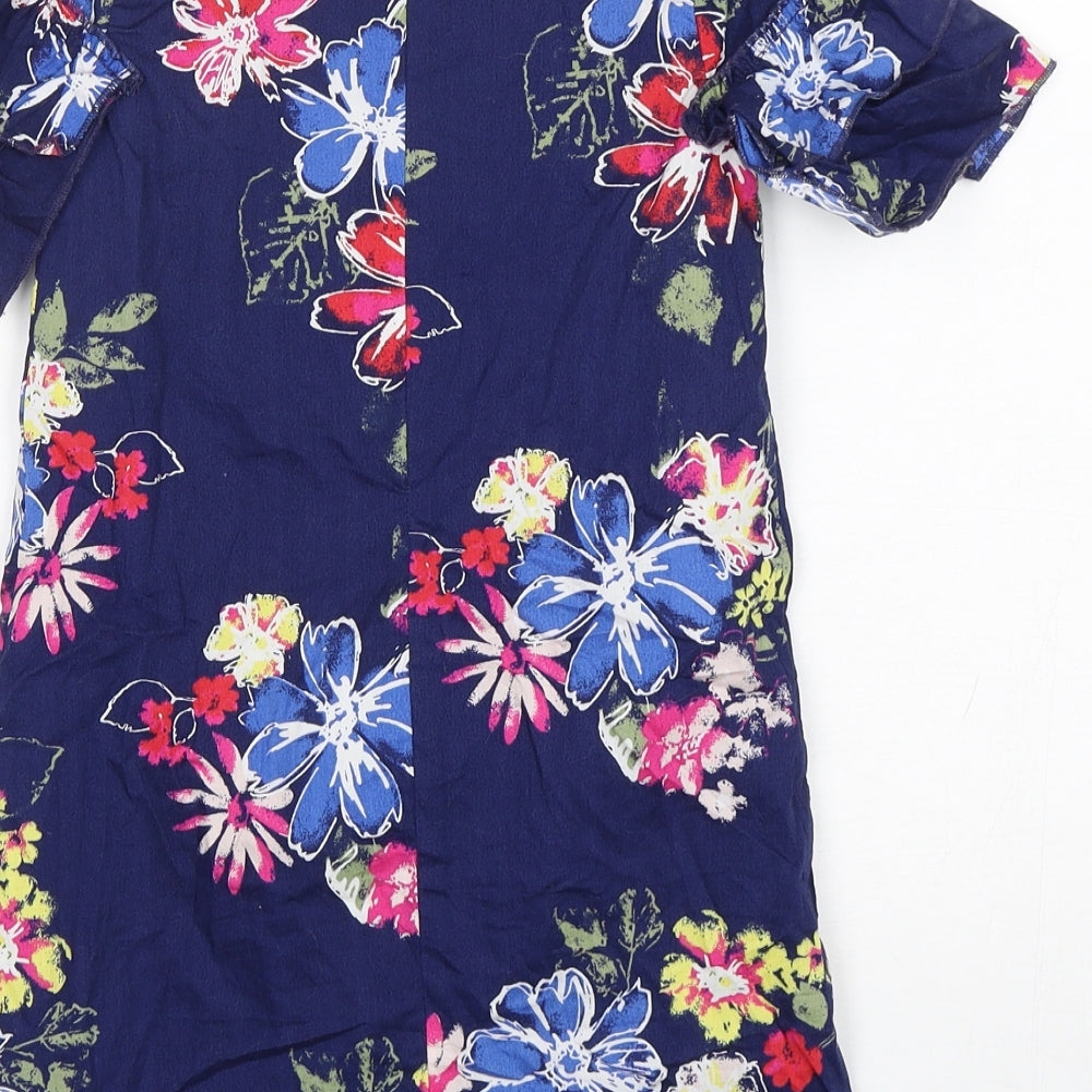Dunnes Stores Girls Multicoloured Floral Cotton A-Line  Size 7 Years  Round Neck