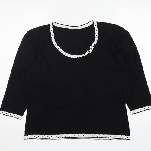 Peworn Womens Black Round Neck  Viscose Pullover Jumper Size 18