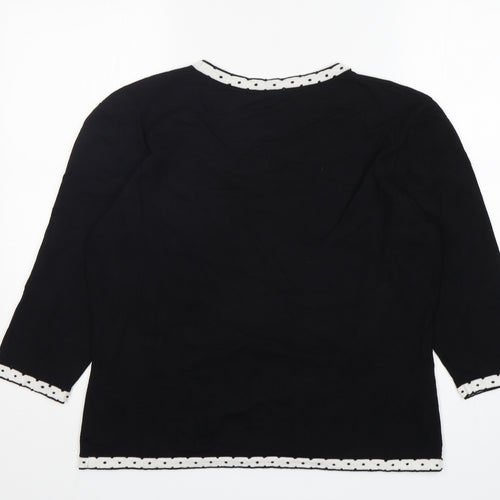 Peworn Womens Black Round Neck  Viscose Pullover Jumper Size 18