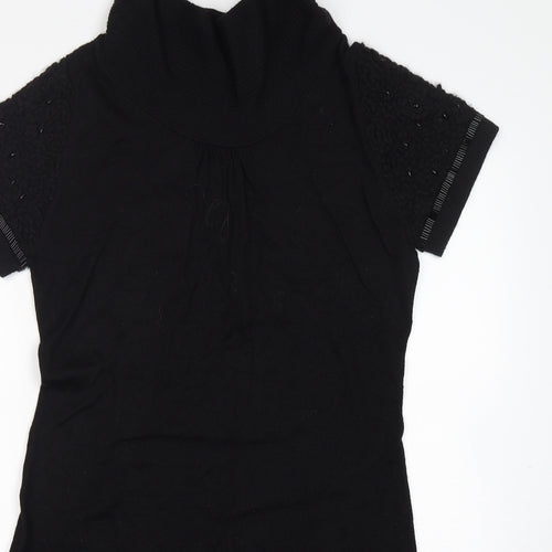 TUZZI Womens Black  Wool Jumper Dress  Size 16  Roll Neck