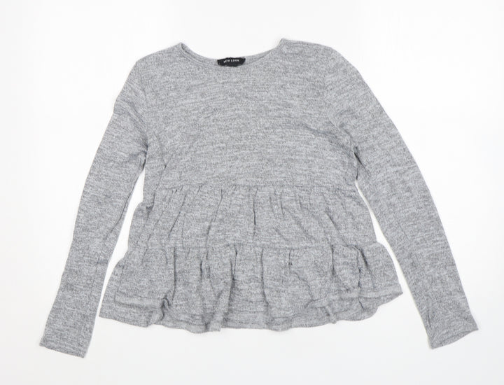 New Look Womens Grey Round Neck  Polyester Pullover Jumper Size S