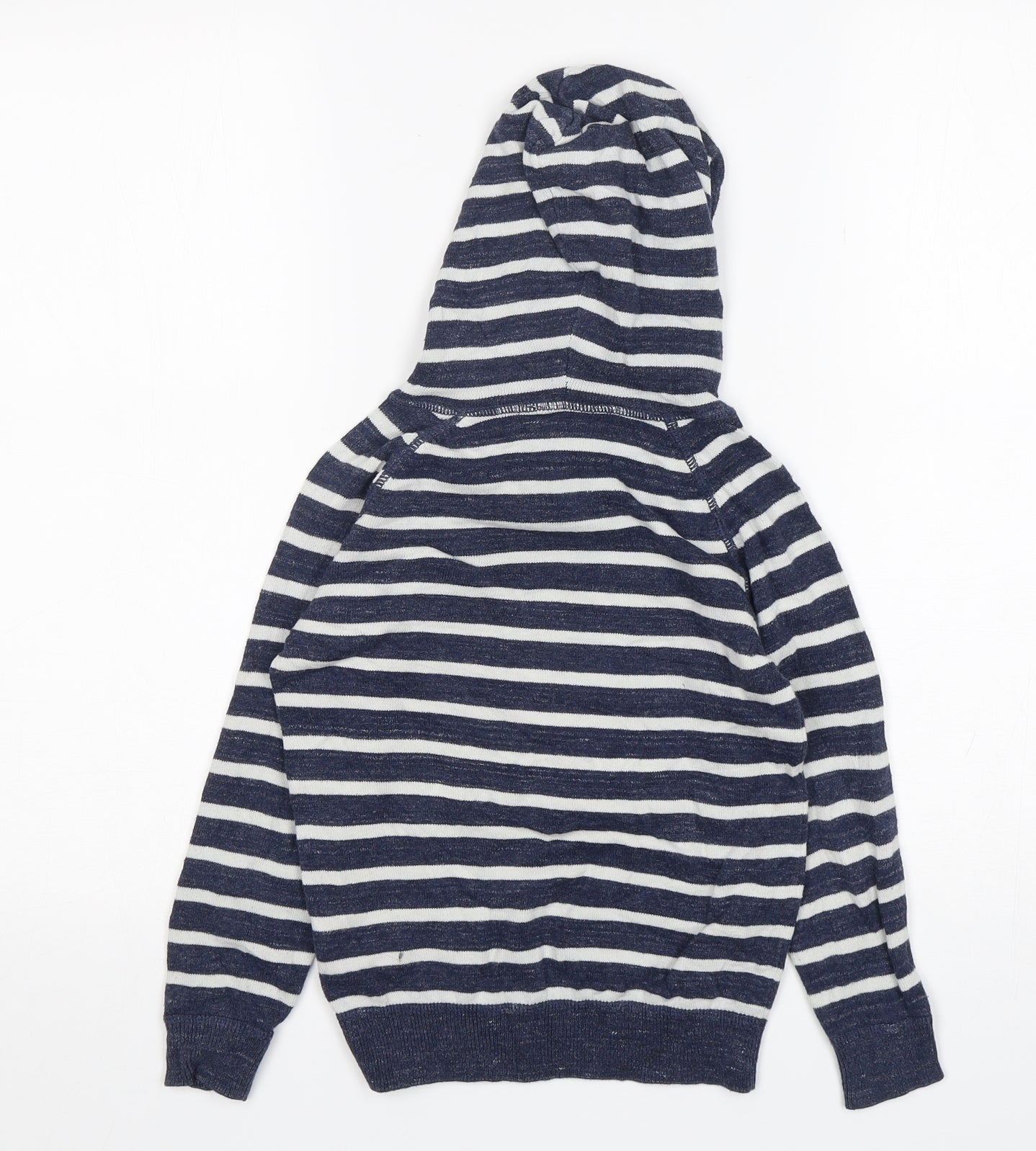 H&M Boys Blue Striped Cotton Pullover Hoodie Size 5-6 Years