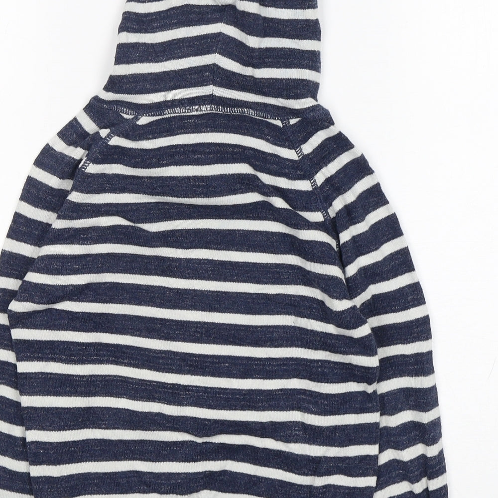 H&M Boys Blue Striped Cotton Pullover Hoodie Size 5-6 Years