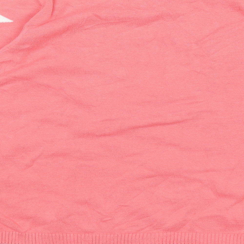 M&S Womens Pink Round Neck  Cotton Pullover Jumper Size 12