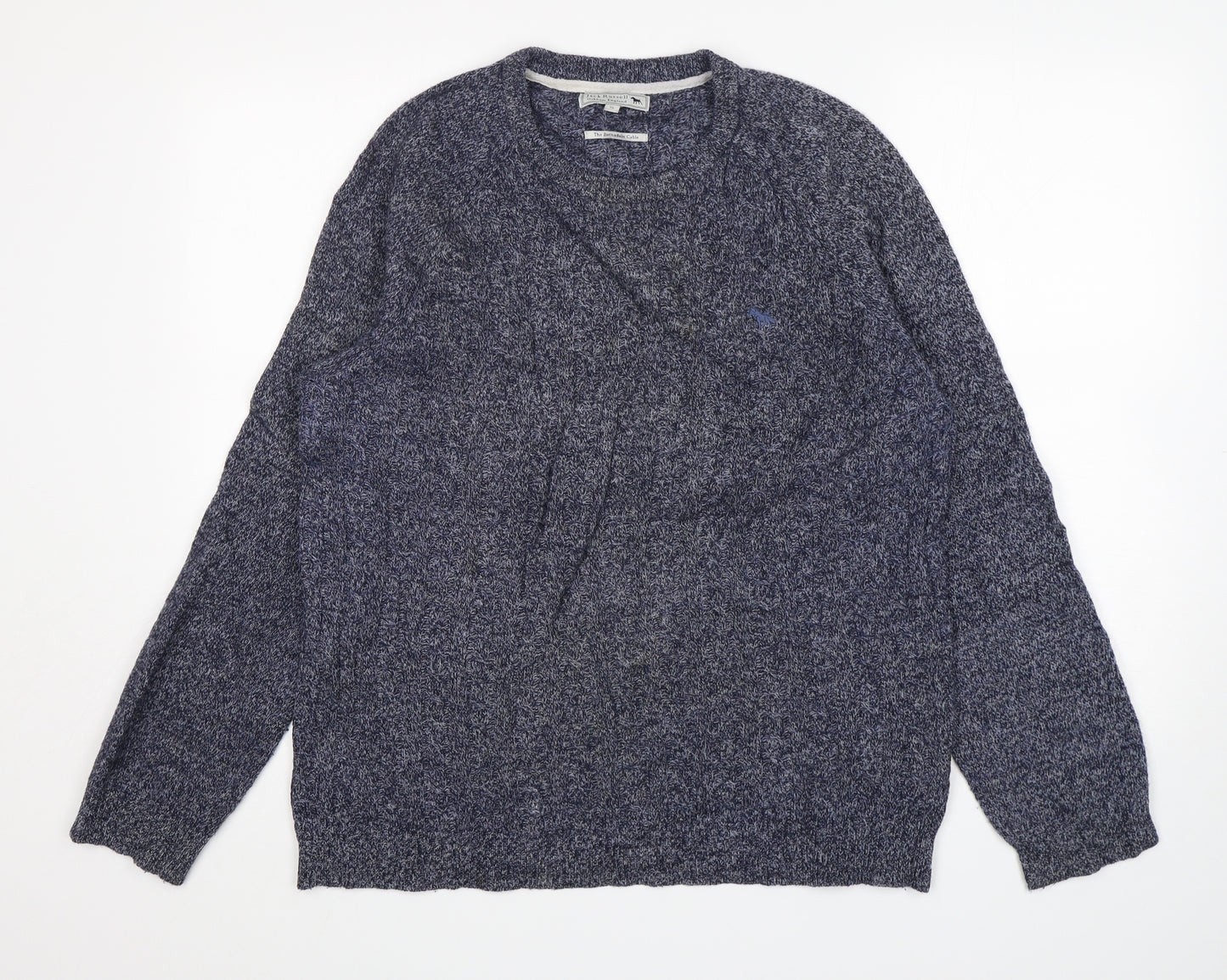 Jack Russell Mens Blue Round Neck  Wool Pullover Jumper Size XL