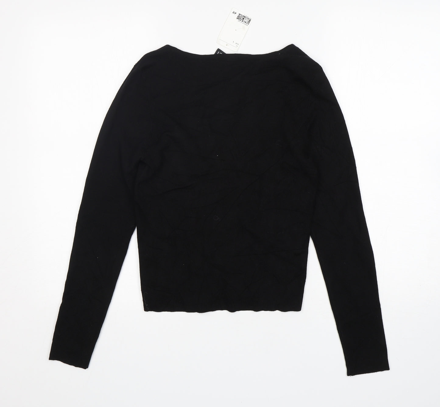 H&M Womens Black V-Neck  Viscose Pullover Jumper Size L