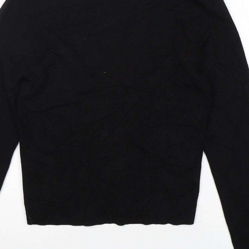 H&M Womens Black V-Neck  Viscose Pullover Jumper Size L