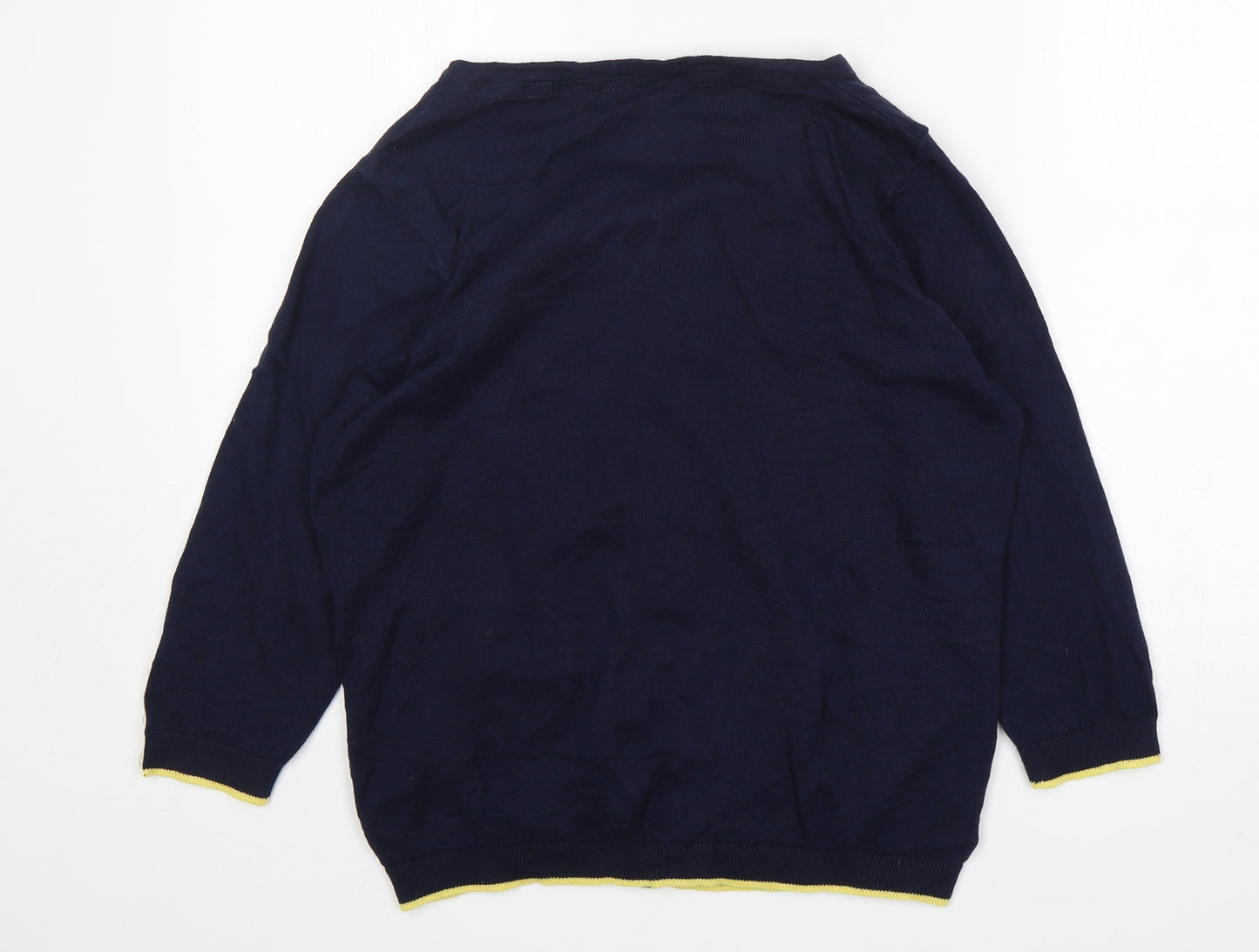 Per Una Womens Blue Round Neck  Cotton Cardigan Jumper Size 16