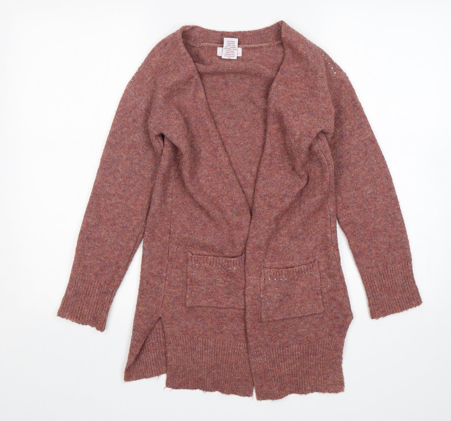 Lulurain Girls Pink V-Neck  Acrylic Cardigan Jumper Size 9-10 Years