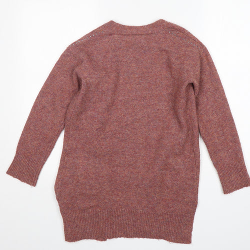 Lulurain Girls Pink V-Neck  Acrylic Cardigan Jumper Size 9-10 Years