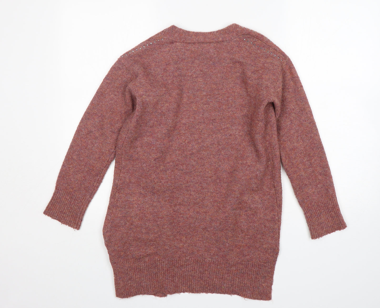 Lulurain Girls Pink V-Neck  Acrylic Cardigan Jumper Size 9-10 Years