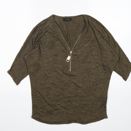 New Look Womens Green V-Neck  Viscose Pullover Jumper Size XS