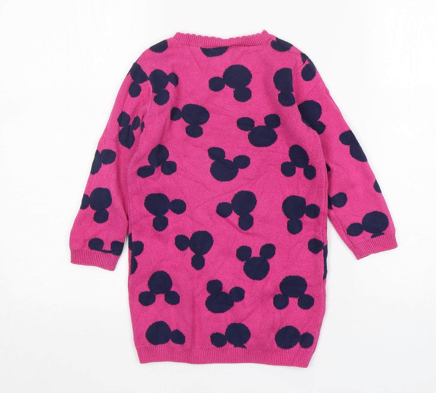 George Girls Pink  Cotton Jumper Dress  Size 3-4 Years  Round Neck  - Mickey Mouse
