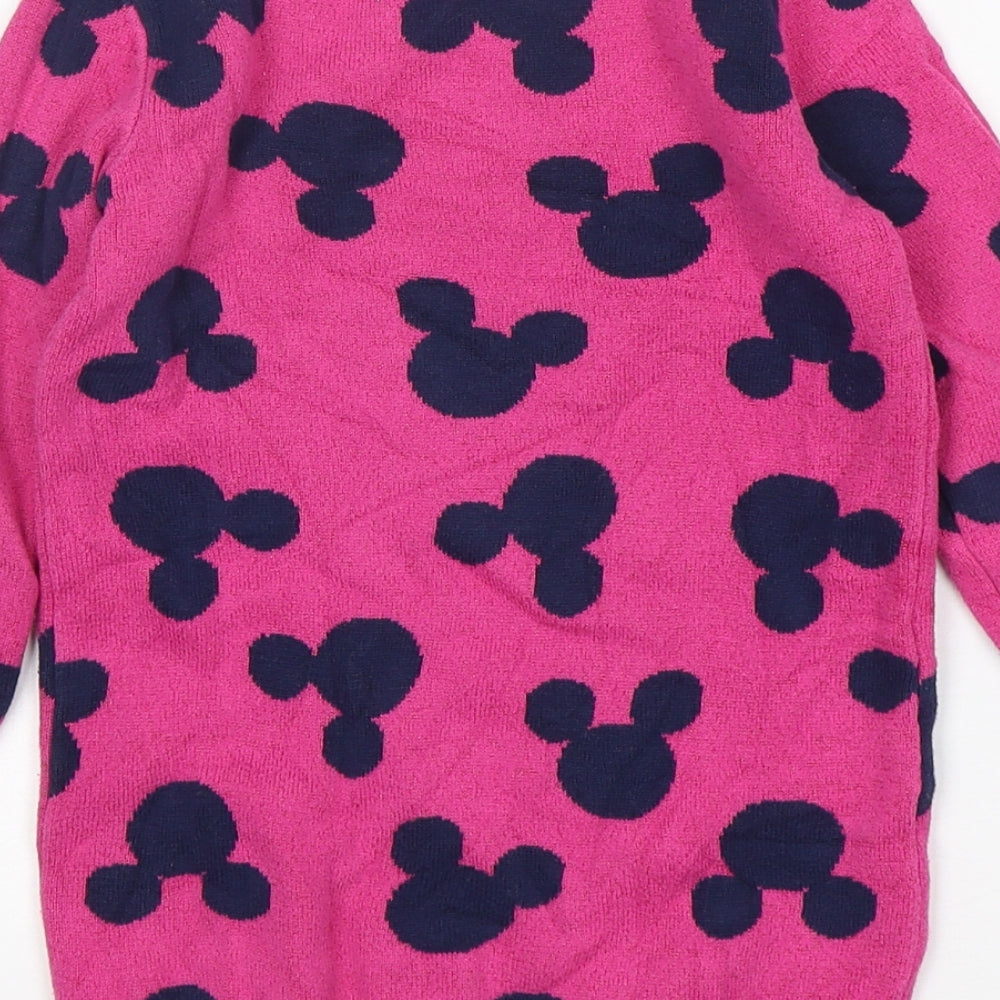George Girls Pink  Cotton Jumper Dress  Size 3-4 Years  Round Neck  - Mickey Mouse