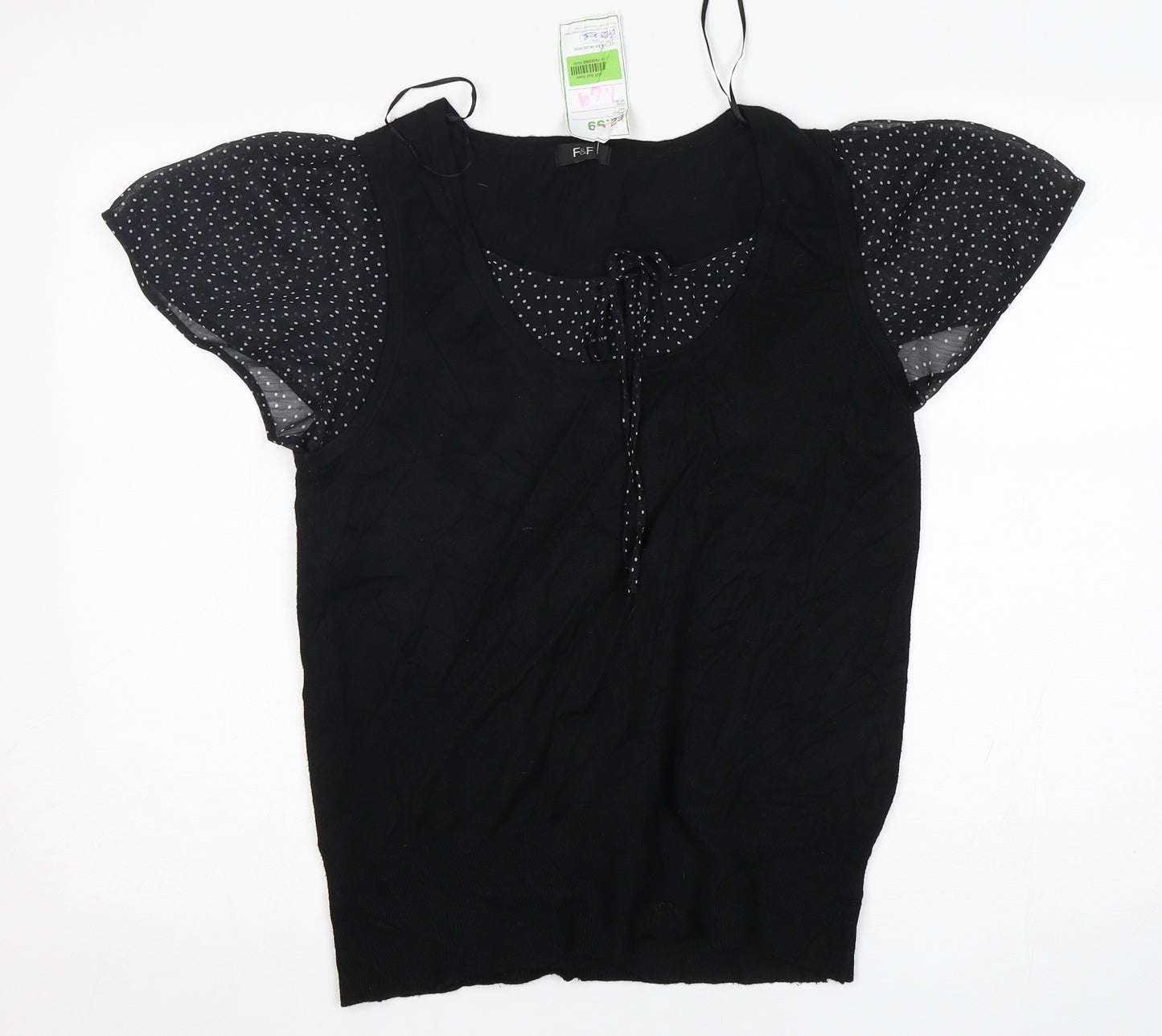 F&F Womens Black Round Neck  Viscose Pullover Jumper Size 16