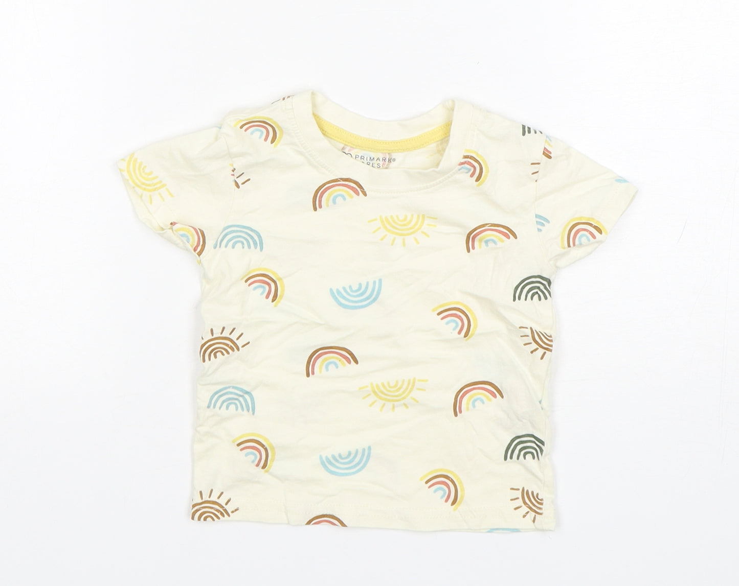 Primark Baby Beige  Cotton Basic T-Shirt Size 9-12 Months Round Neck