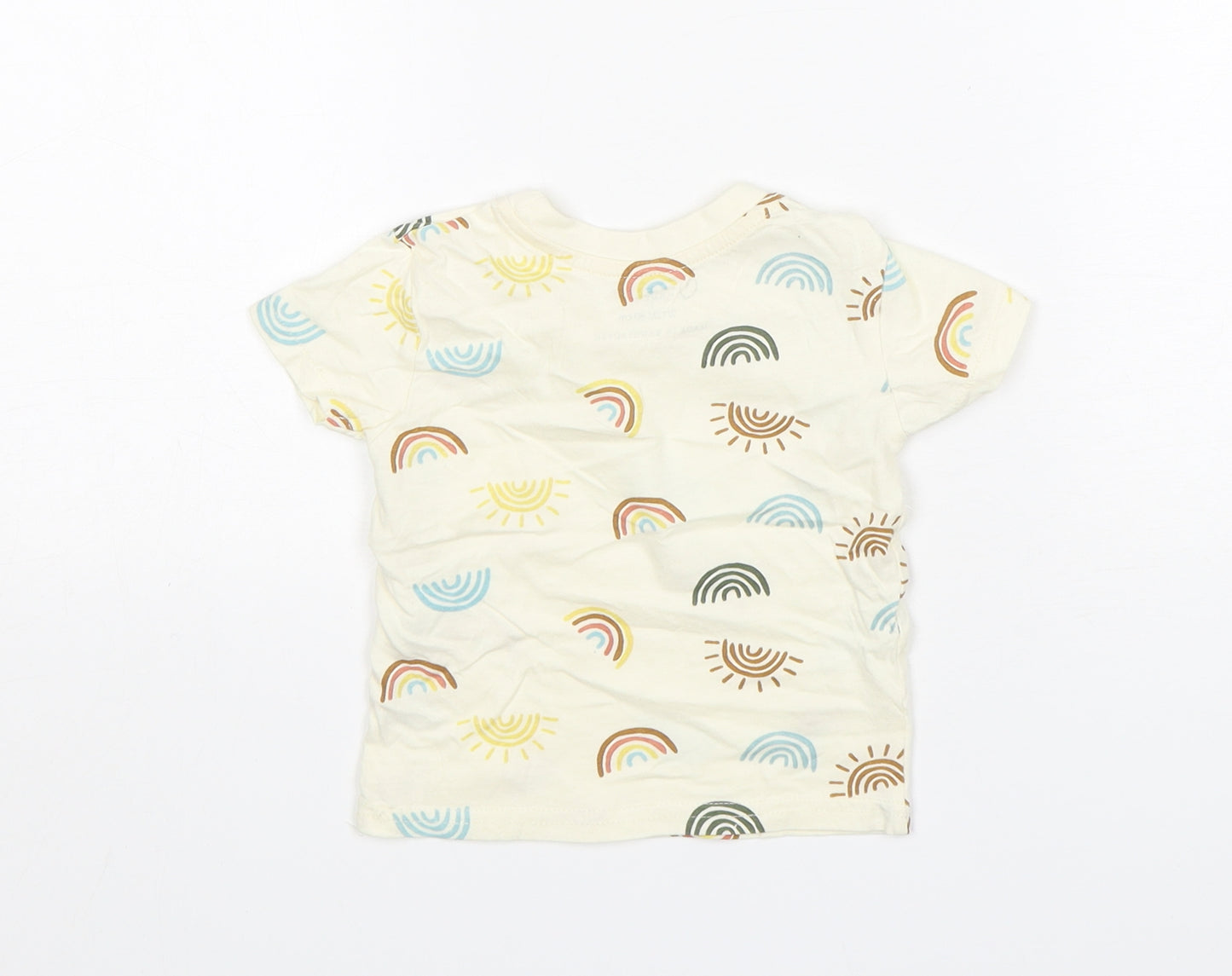 Primark Baby Beige  Cotton Basic T-Shirt Size 9-12 Months Round Neck