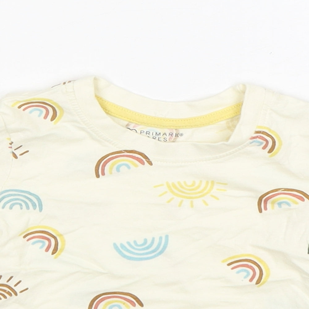 Primark Baby Beige  Cotton Basic T-Shirt Size 9-12 Months Round Neck