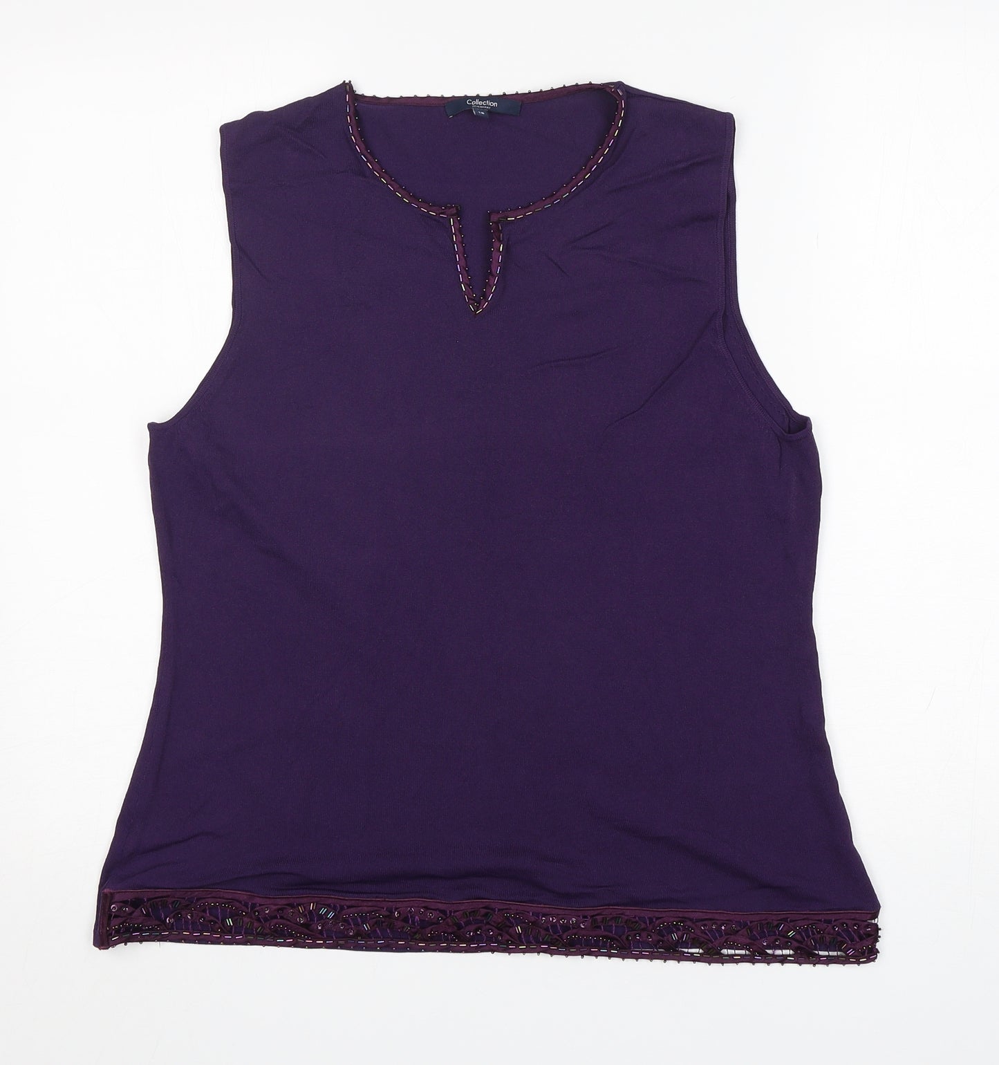 Debenhams Womens Purple V-Neck  Viscose Vest Jumper Size 18