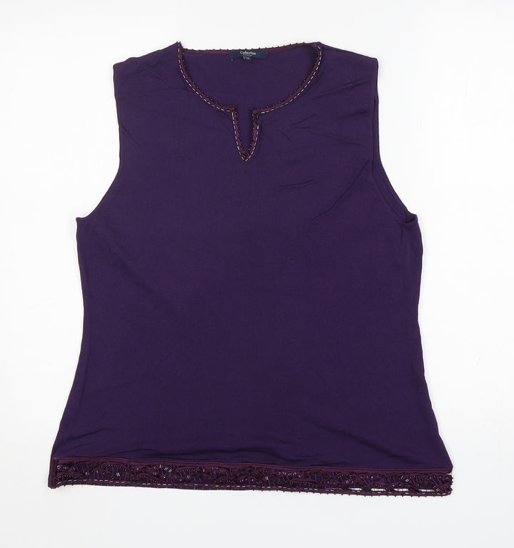 Debenhams Womens Purple V-Neck  Viscose Vest Jumper Size 18