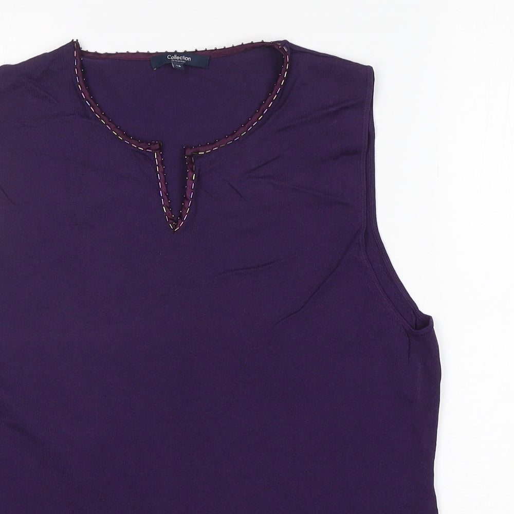 Debenhams Womens Purple V-Neck  Viscose Vest Jumper Size 18