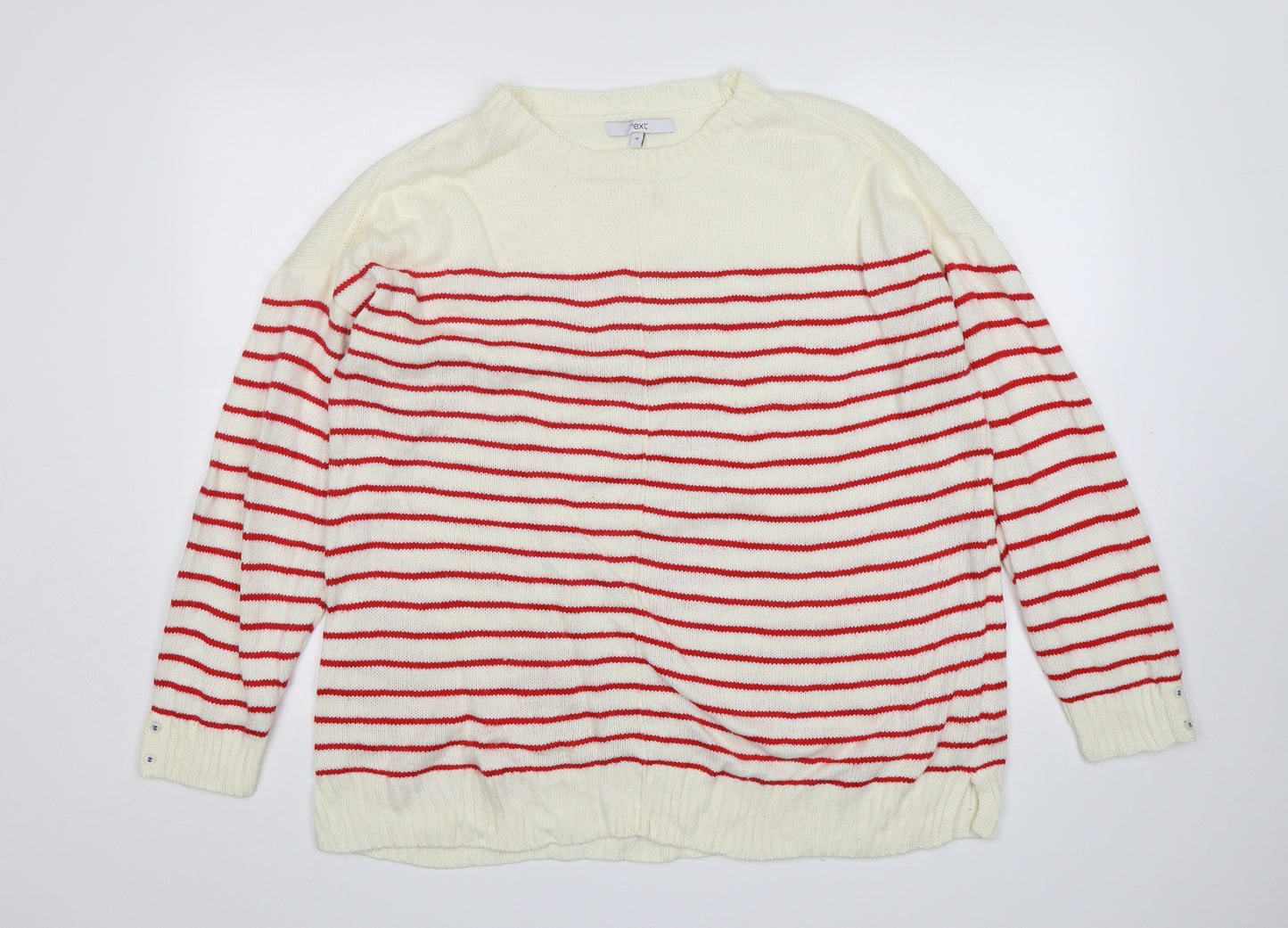 NEXT Womens Multicoloured Round Neck Striped Acrylic Pullover Jumper Size 18