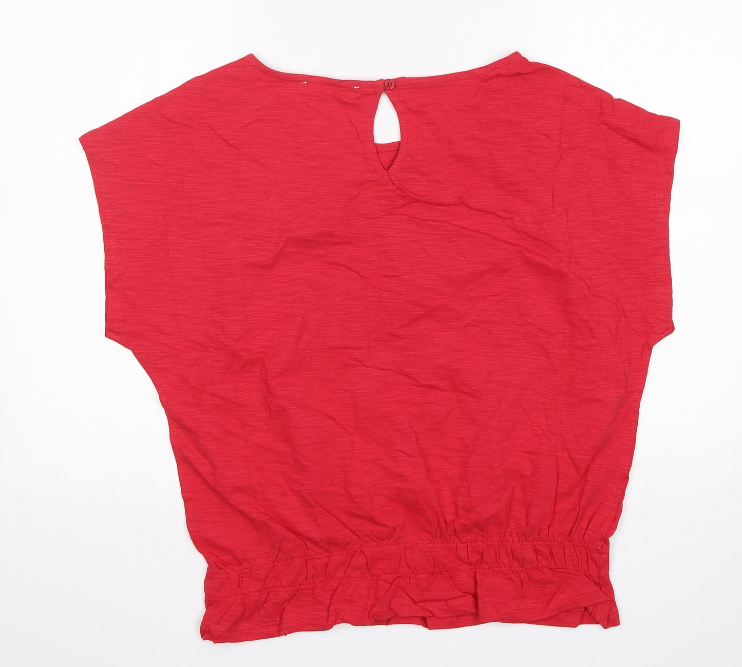 Loststock Womens Pink  Cotton Basic Blouse Size M Round Neck