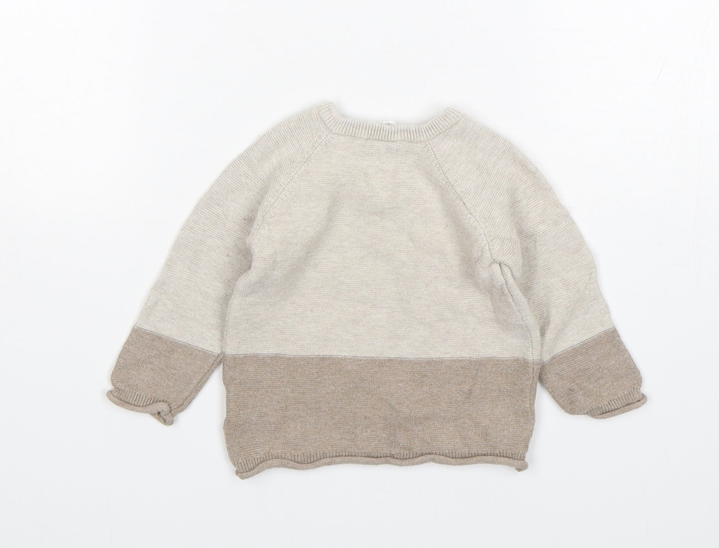 H&M Boys Beige  Cotton Pullover Jumper Size 6-9 Months