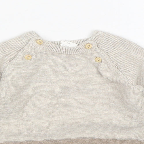 H&M Boys Beige  Cotton Pullover Jumper Size 6-9 Months