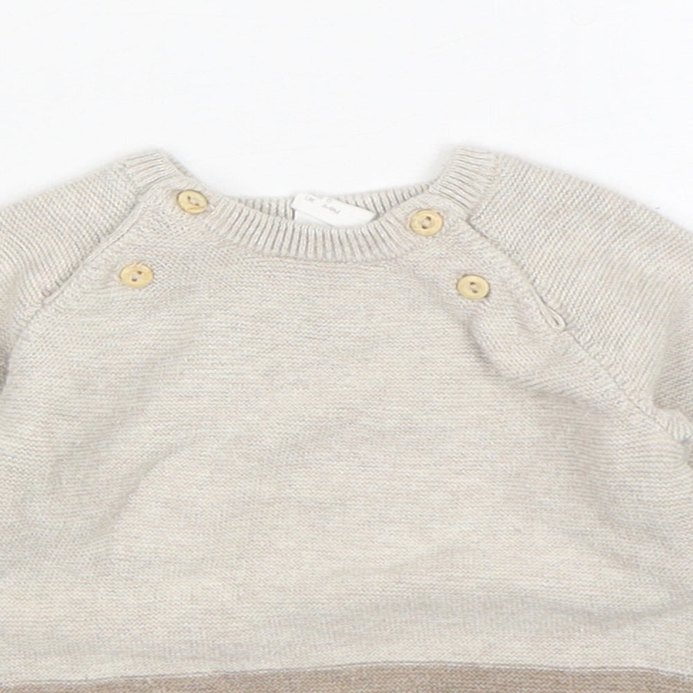 H&M Boys Beige  Cotton Pullover Jumper Size 6-9 Months