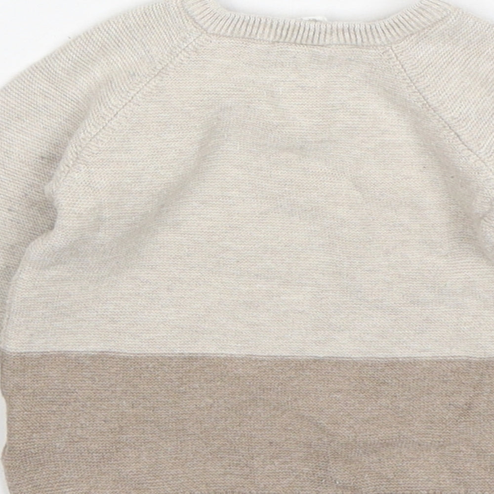 H&M Boys Beige  Cotton Pullover Jumper Size 6-9 Months