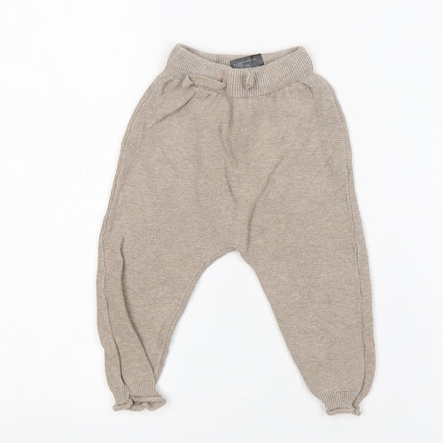 H&M Boys Beige  Cotton Sweatpants Trousers Size 6-9 Months