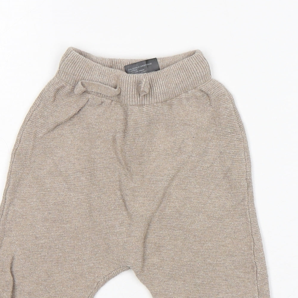 H&M Boys Beige  Cotton Sweatpants Trousers Size 6-9 Months