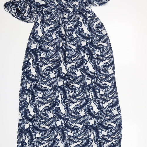 Espirit Womens Blue Floral Viscose A-Line  Size M  V-Neck