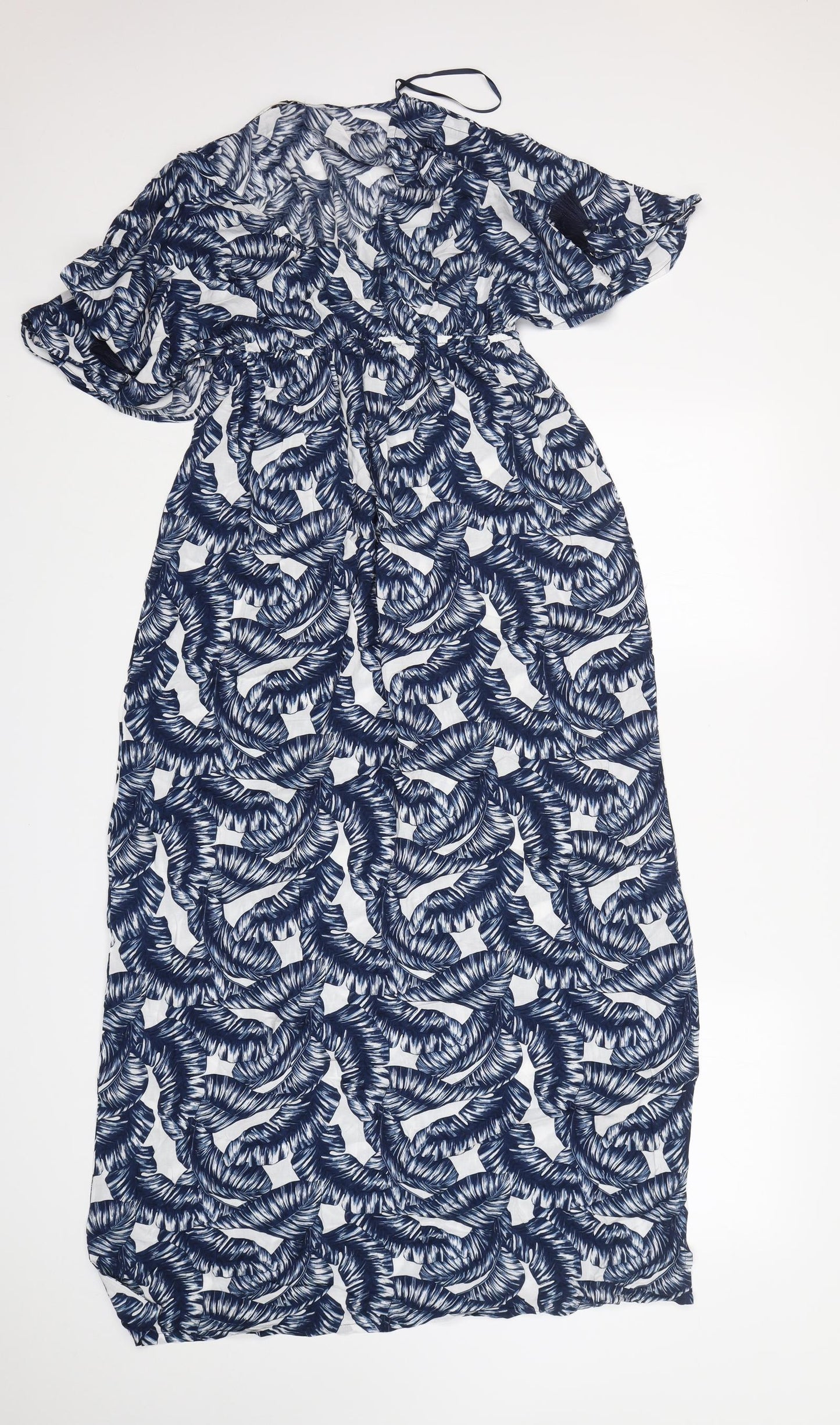 Espirit Womens Blue Floral Viscose A-Line  Size M  V-Neck