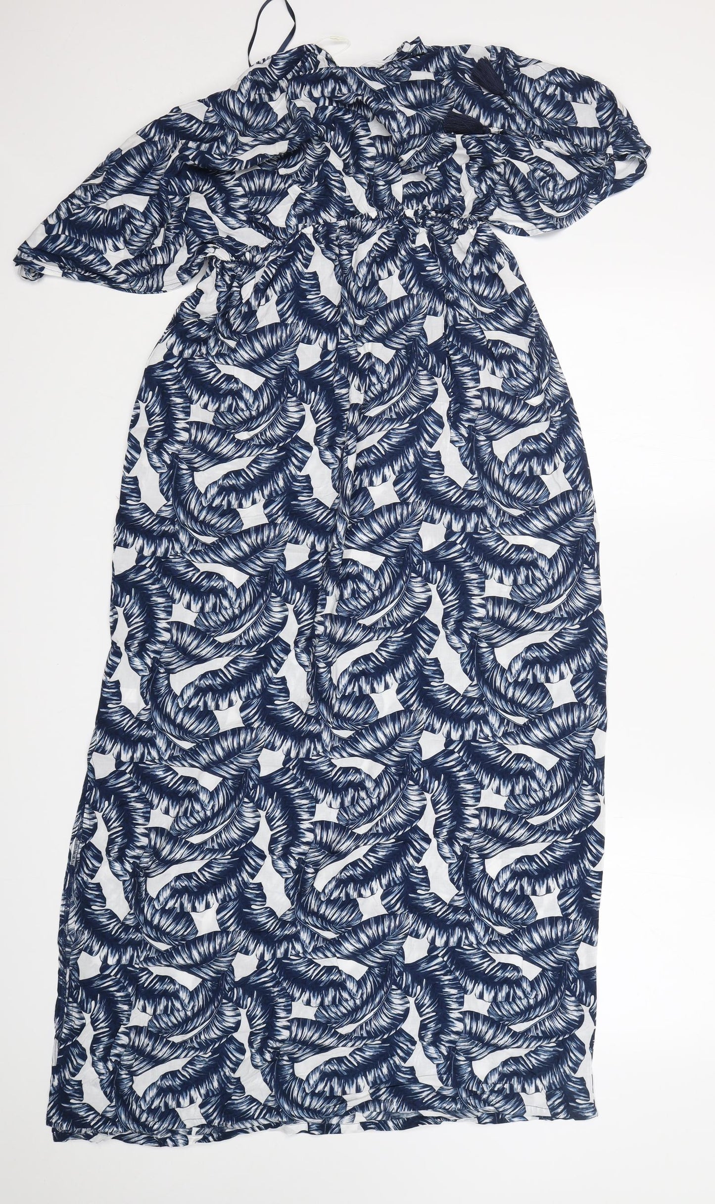 Espirit Womens Blue Floral Viscose A-Line  Size M  V-Neck