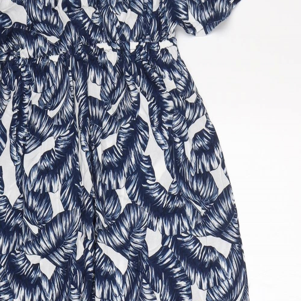 Espirit Womens Blue Floral Viscose A-Line  Size M  V-Neck