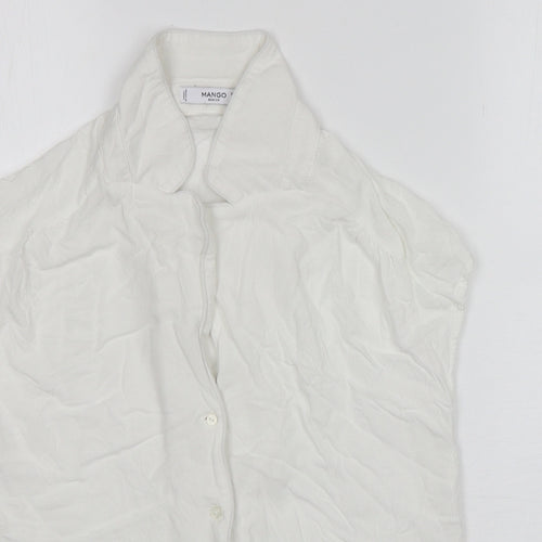 Mango Womens White  Viscose Basic Button-Up Size XS Collared