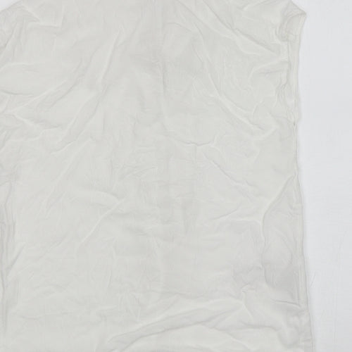 Mango Womens White  Viscose Basic Button-Up Size XS Collared