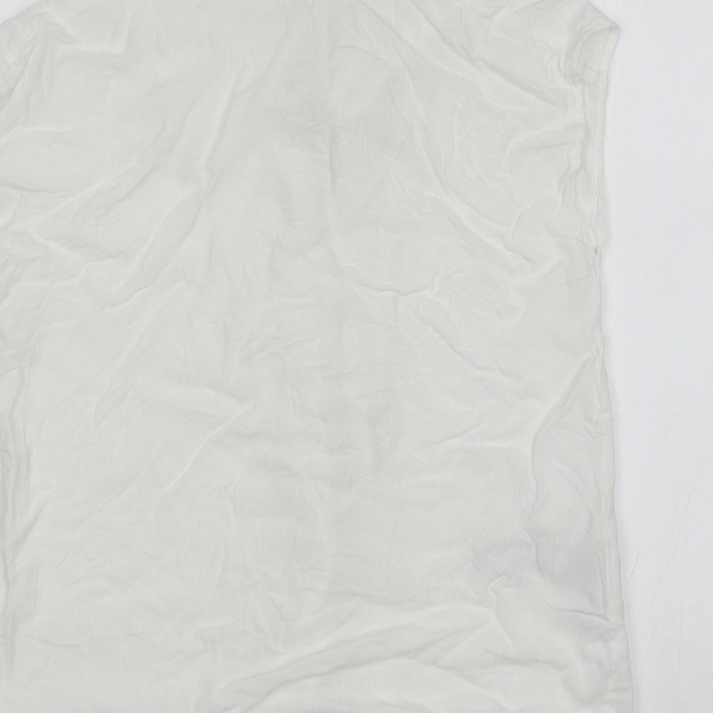 Mango Womens White  Viscose Basic Button-Up Size XS Collared