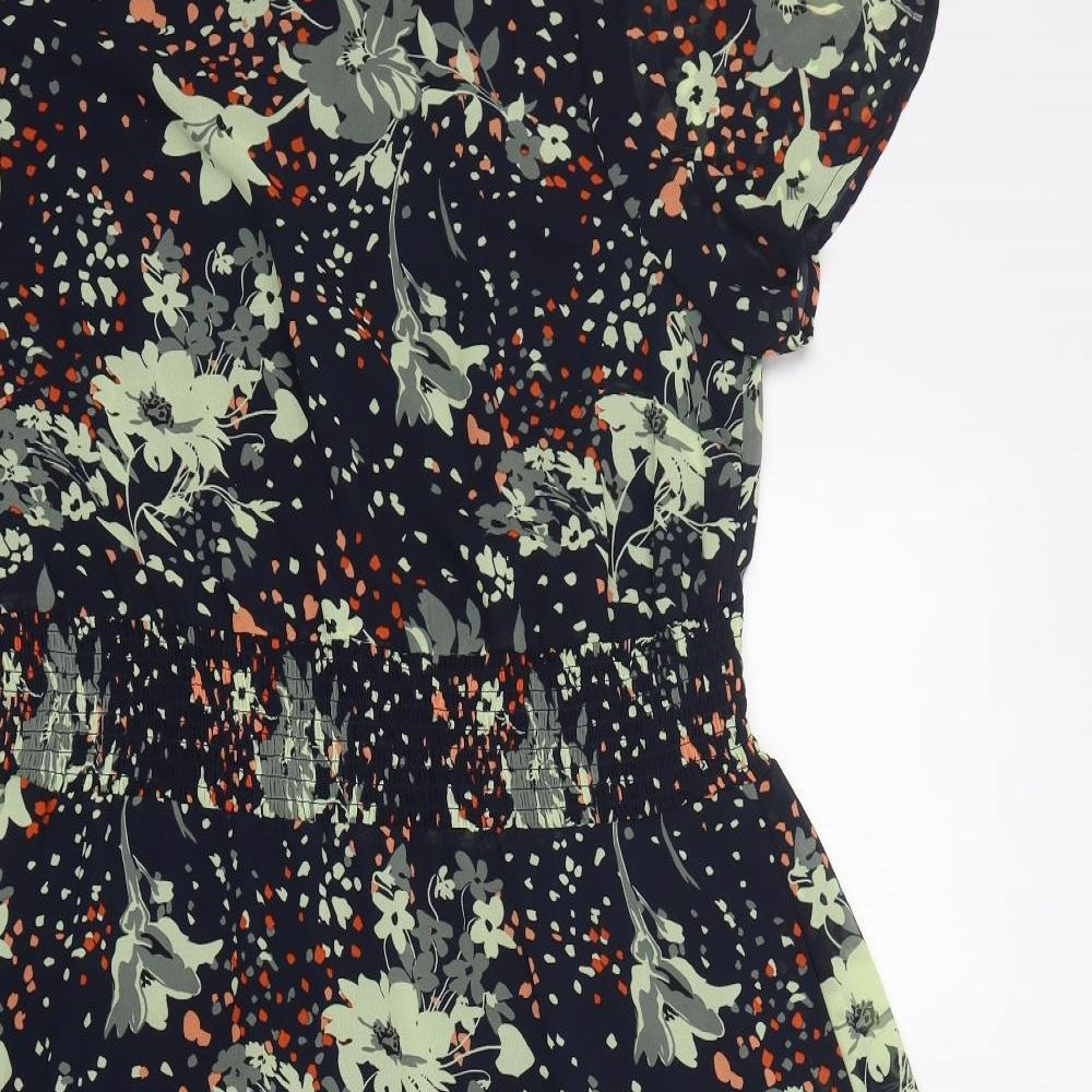 M&S Womens Multicoloured Floral Polyester Fit & Flare  Size 16  Round Neck