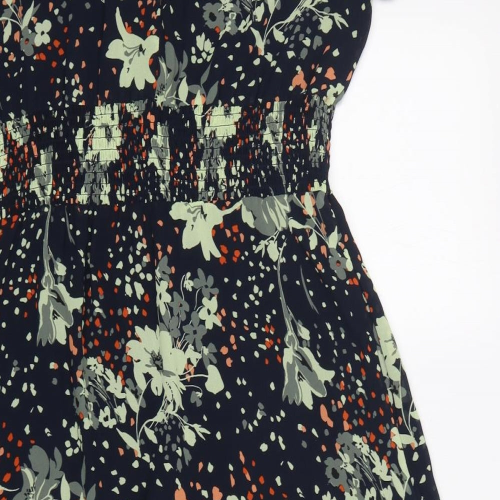 M&S Womens Multicoloured Floral Polyester Fit & Flare  Size 16  Round Neck