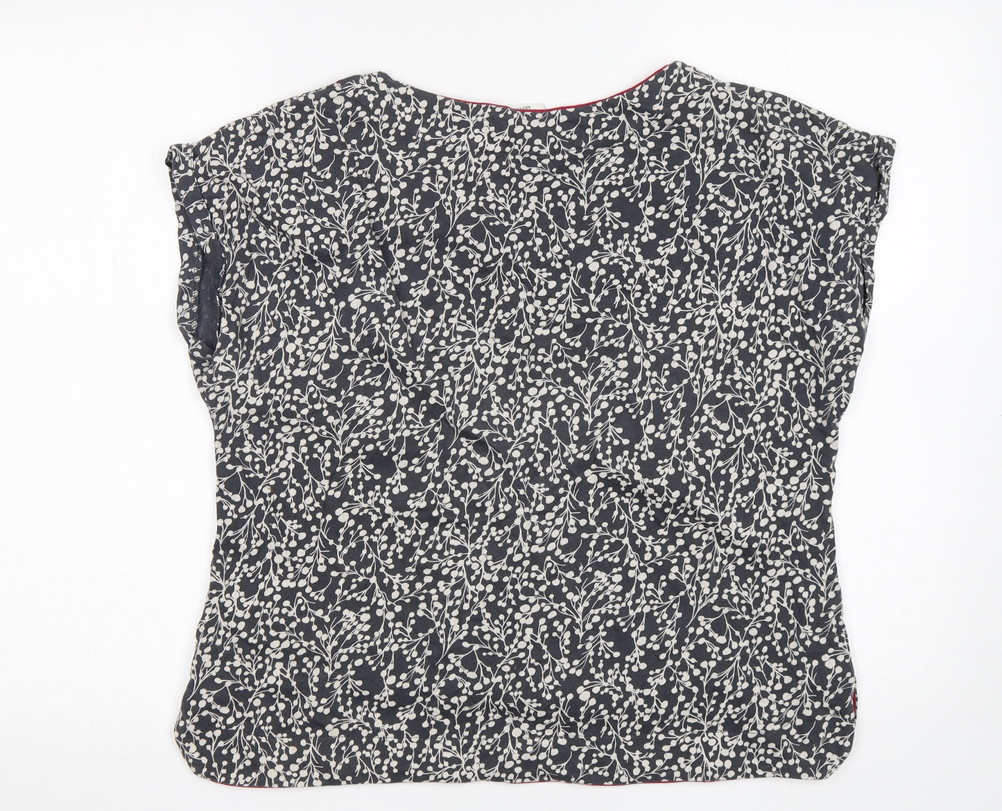 Weird Fish Womens Multicoloured Floral Cotton Basic T-Shirt Size 16 Round Neck