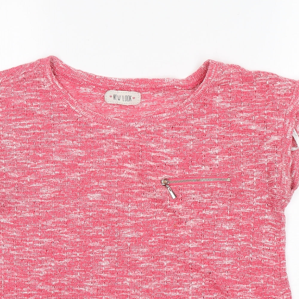 New Look Womens Pink Round Neck  Polyester Pullover Jumper Size 12