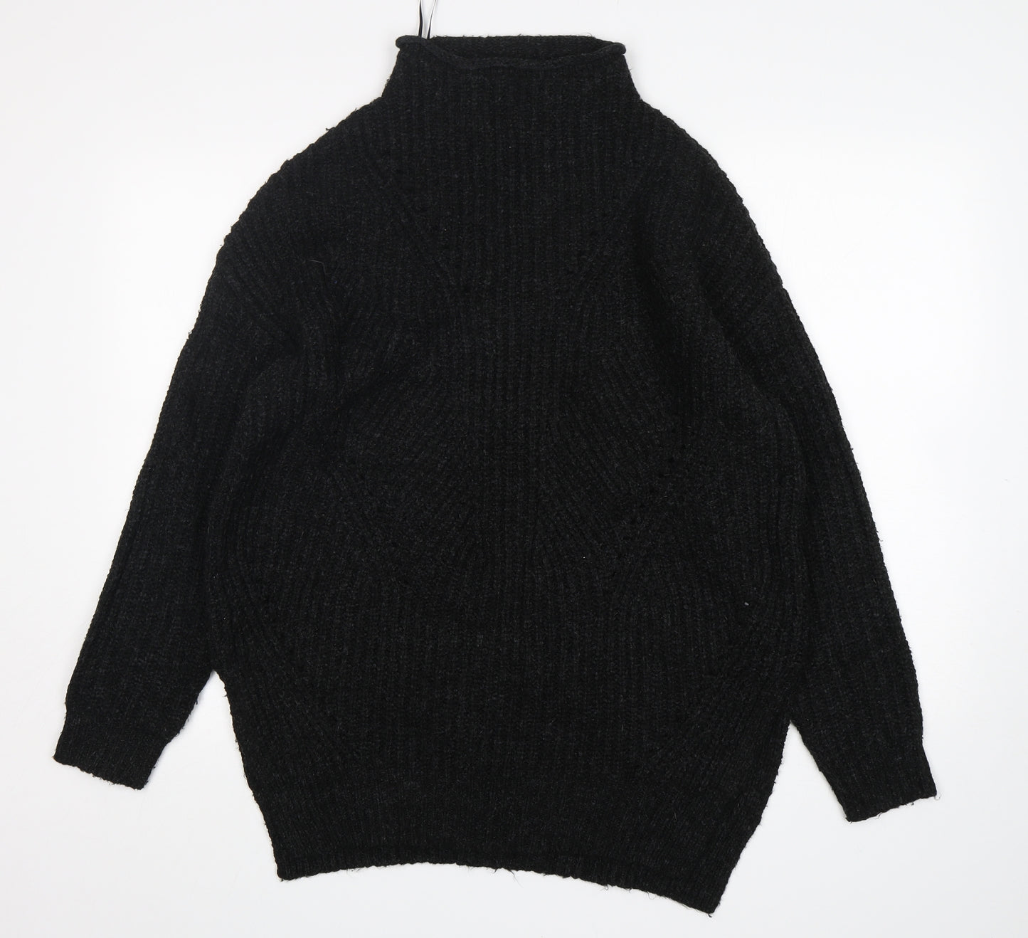 Papaya Womens Black High Neck  Acrylic Pullover Jumper Size L