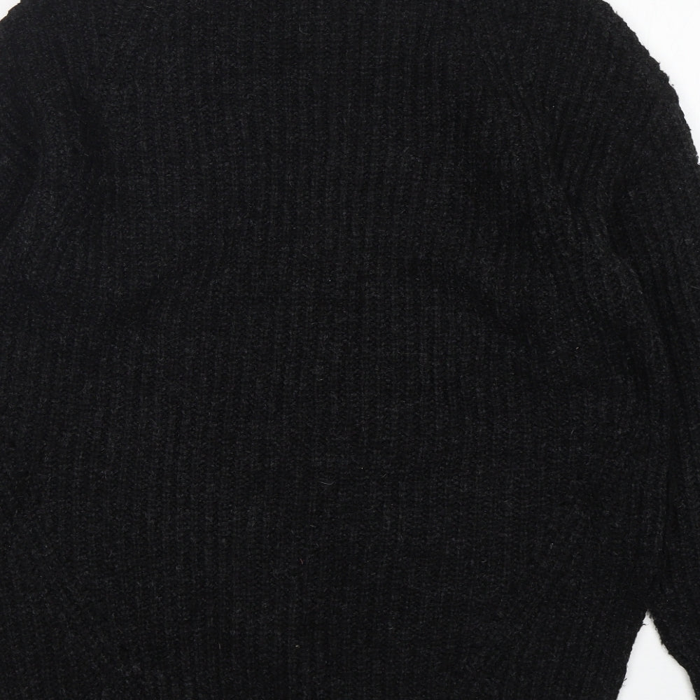 Papaya Womens Black High Neck  Acrylic Pullover Jumper Size L