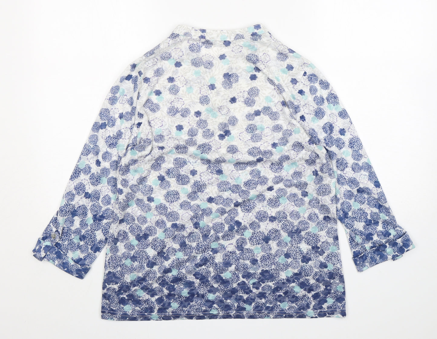 Bonmarche Womens Multicoloured Floral Polyester Basic T-Shirt Size 14 V-Neck