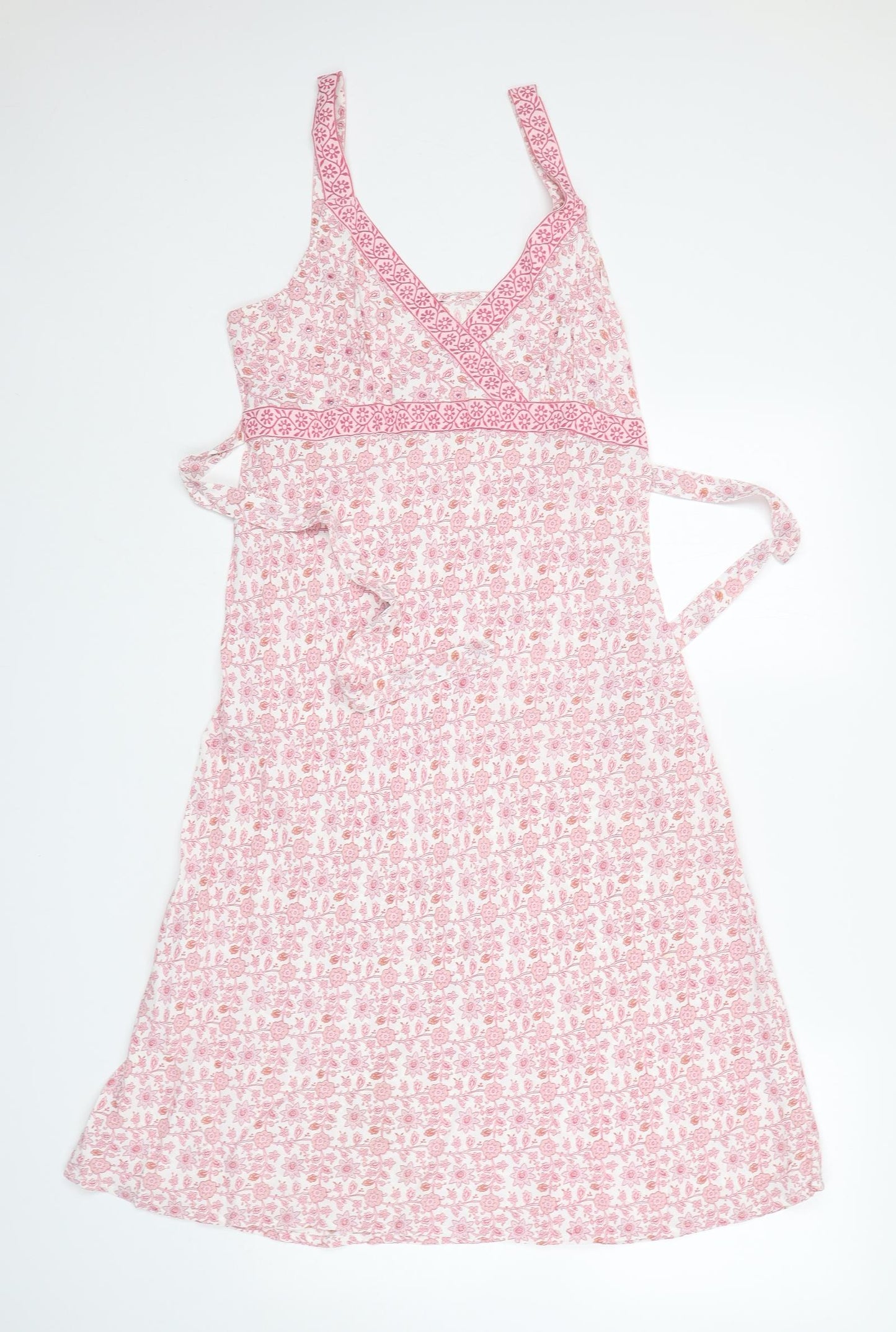 E-vie Womens Pink Floral Viscose A-Line  Size 14  V-Neck